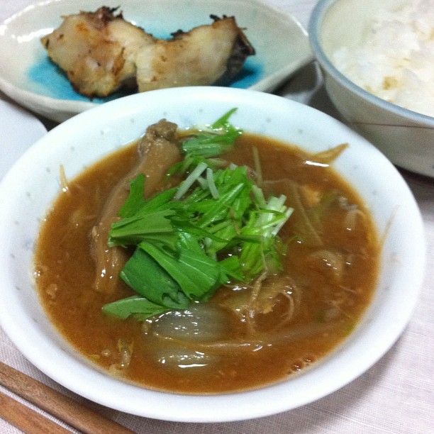 シマアジと白菜の味噌汁